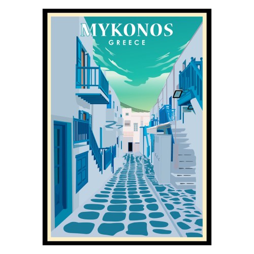 Mykonos Greece Poster Museum Quality Art Print 21x30cm - Rosetta Creative Boutique